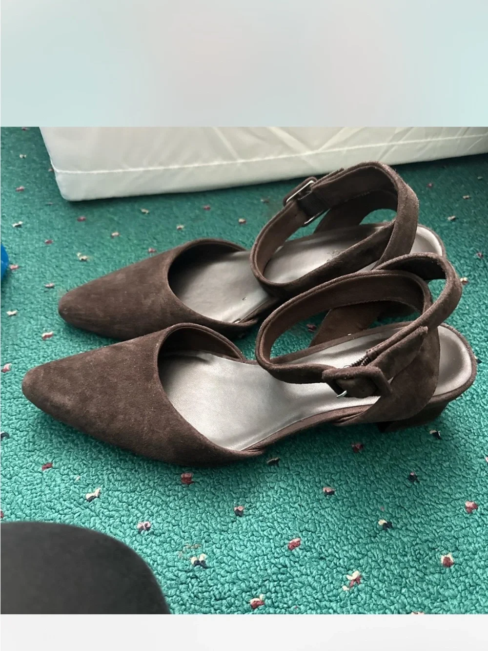 Brown Suede Block Heel Sandals